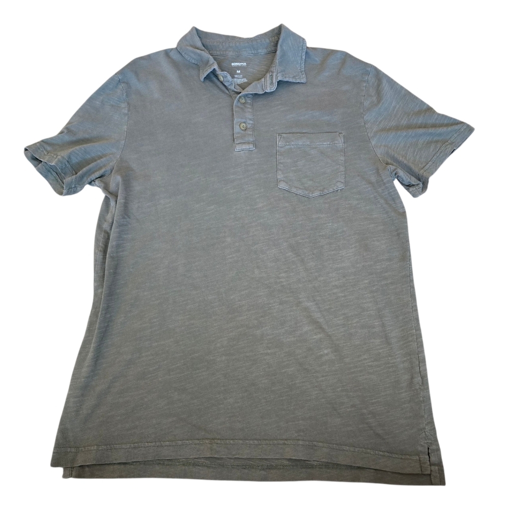 Sonoma Goods For Life Sunwashed Polo Shirt Green 100% Cotton Men's Size Medium